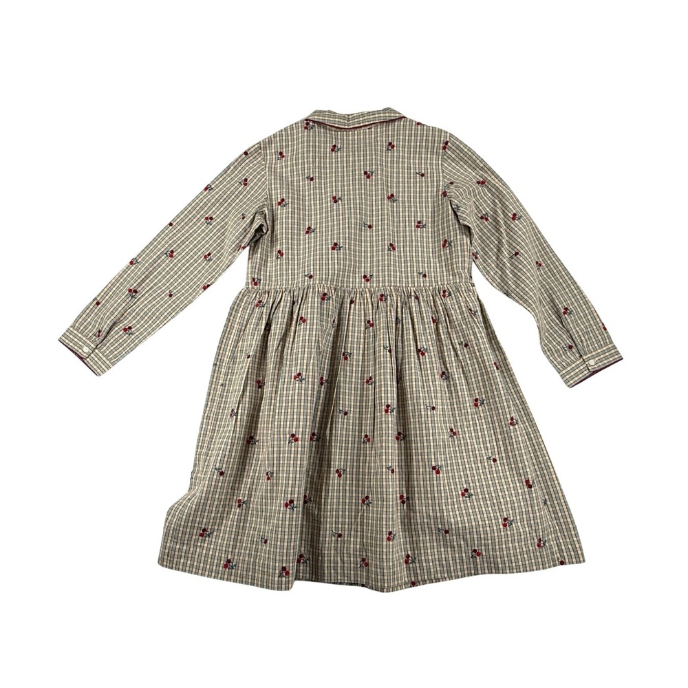 NWT Bonpoint Girls Cherry Embroidered Gingham Dress Long Sleeve 12A - Picture 2 of 9